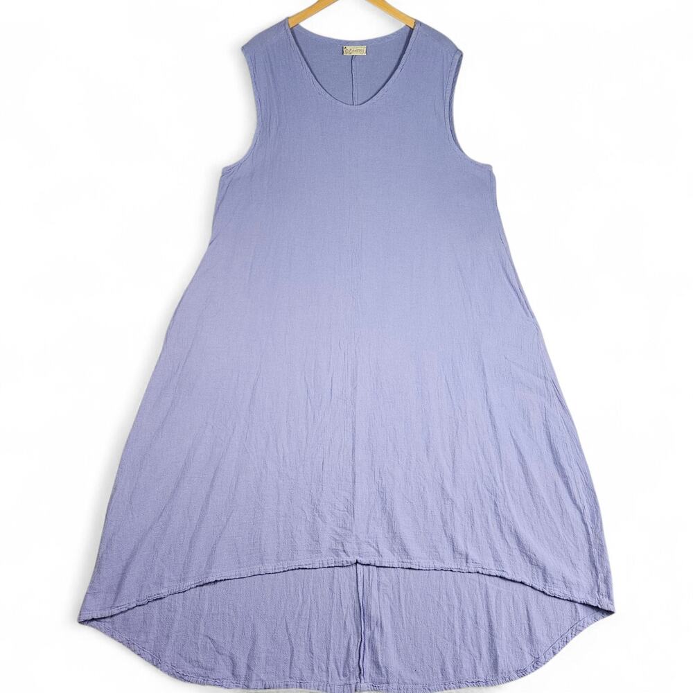 Cottonways Dress Size 3 3x Hi Lo Midi Maxi Gauze Sleeveless Pockets Long Purple